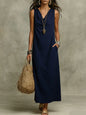 Robe sans manches ample, élégante et stylée à col en V