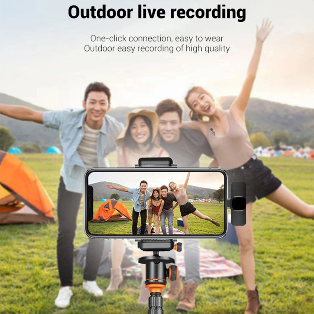 Microphone cravate sans fil : mini micro portable pour enregistrement audio et vidéo, compatible iPhone et Android. Batterie longue durée, idéal pour le direct (Live), le jeu vidéo et les créateurs de contenu.