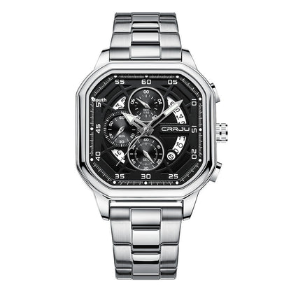 Waterproof Square Couples Multifunctional Calendar Steel-Strap Fashion Watch