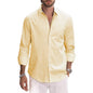 Men's Casual Digital-Print Lapel Striped Shirt
