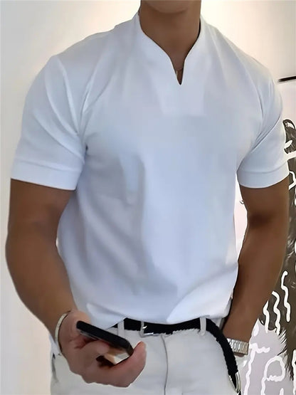 Men's Athletic T-Shirt Elastic Cotton Short-Sleeve Summer