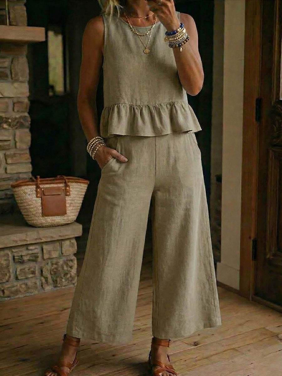 Ensemble "Urban Flow" -Top a Volants & Pantalon 3/4