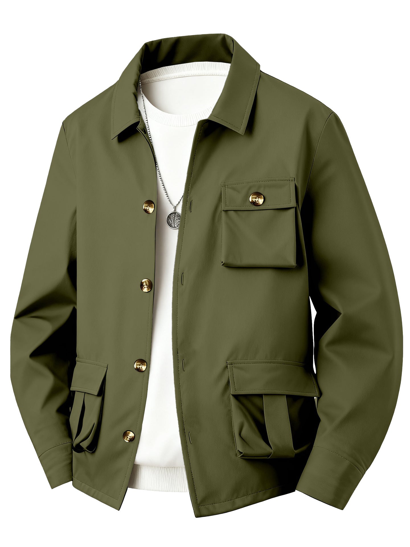 Solid Color Multi Pocket Workwear Waterproof Jacket