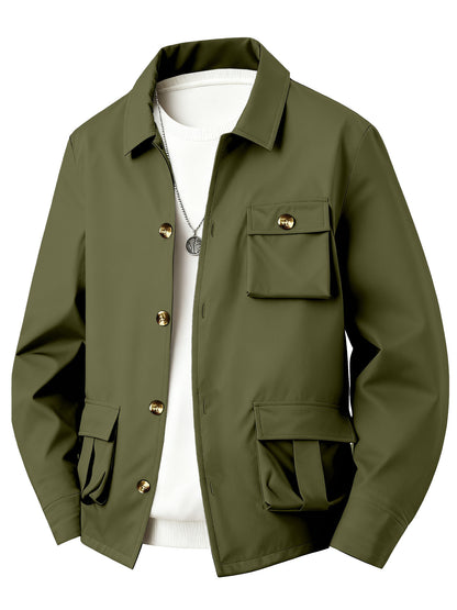 Solid Color Multi Pocket Workwear Waterproof Jacket