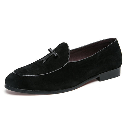 Mocassins Slip-On en Daim avec Détails Pompons