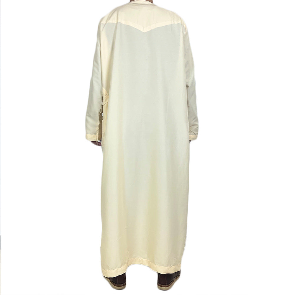 New Muslim Men Long Sleeve Pullover Dress Abaya Daffah Jubba Thobe Pakistan Saudi Arab Kaftan Islam Clothing Prayer Robe Afghan