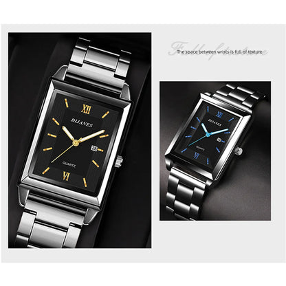 Top Brand Luxury Watches for Men Fashion Quartz Wristwatch Square Gold Stainless Steel Watch Band Business Clock Gold Watch