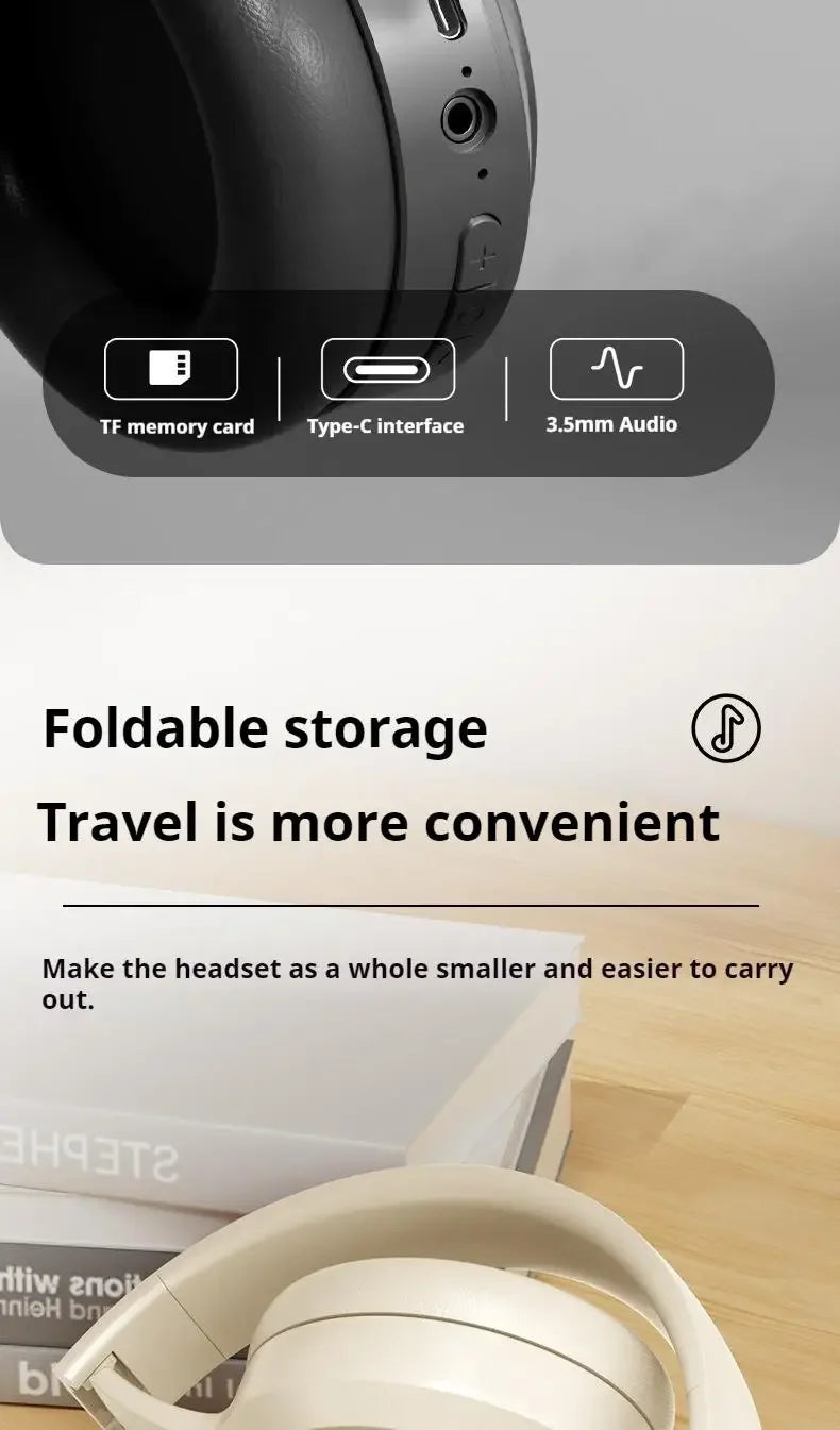 Over-Ear Hi-Fi Stereo M5 Headsets Wireless Bluetooth 5.3 Headphones Sports Gaming Earphones Support TF/AUX Noise Reduction