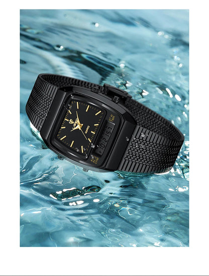 LIEBIG Luxury Dual Display Time Quartz Watches For Men Women Fashion Outdoor Sports Week Waterproof Digital Wristwatches Relojes