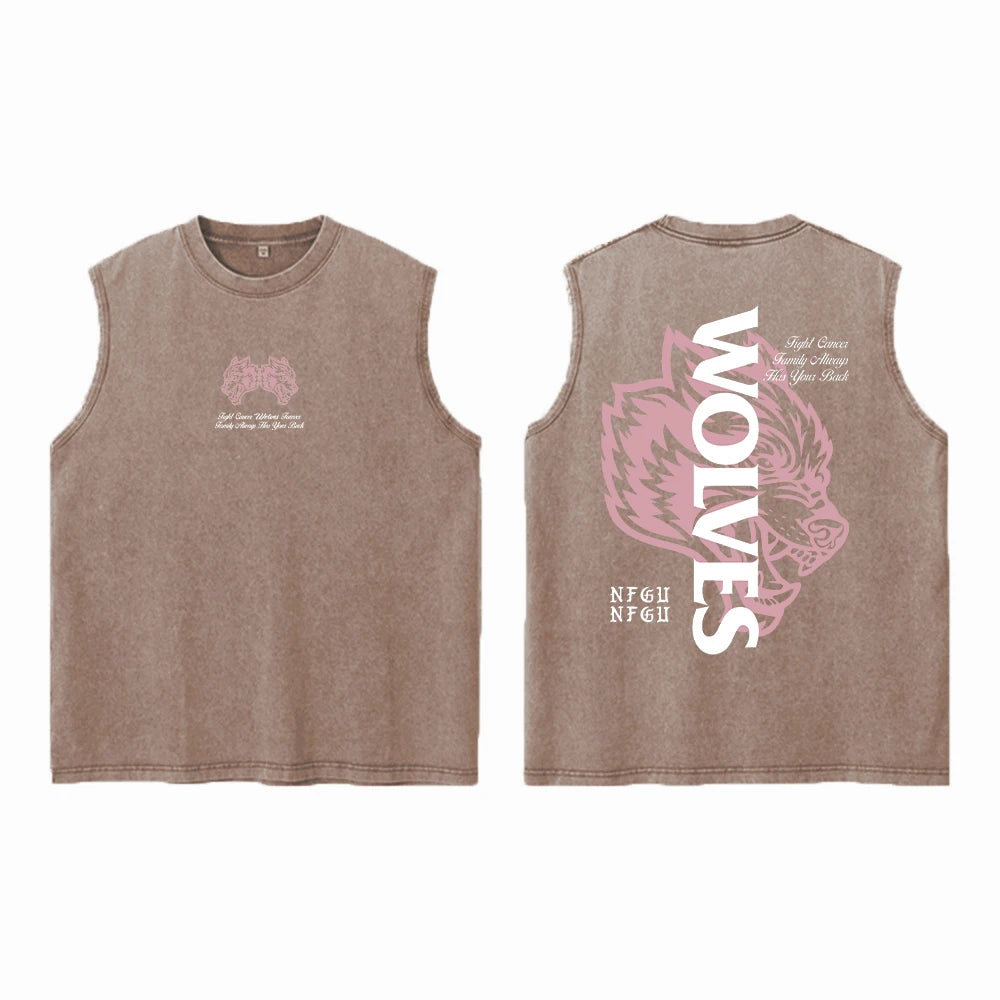 Darc Wolves Sport Vintage Washed Vest Tees Gym Bodybuilding Fitness Sleeveless T Shirts Basketball Workout Darcs Tank Tops