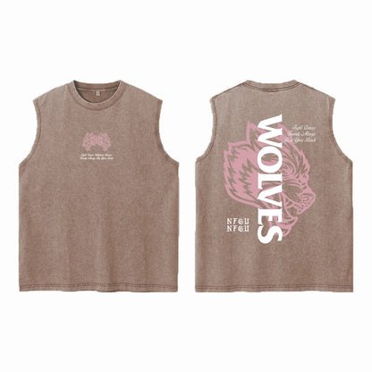 Darc Wolves Sport Vintage Washed Vest Tees Gym Bodybuilding Fitness Sleeveless T Shirts Basketball Workout Darcs Tank Tops