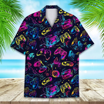 Back To The 90s Hawaiian Shirt Men Women Youth, Retro Neon 80s Cassette Sneaker Aloha Shirt Vintage Party Shirt Button Up