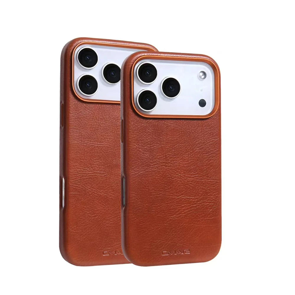 Magnetic Leather Texture for MagSafe Phone Case for IPhone 17 16pro Max 15 14 Pro 13 Wireless Charging Alloy Lens Bumper Cover