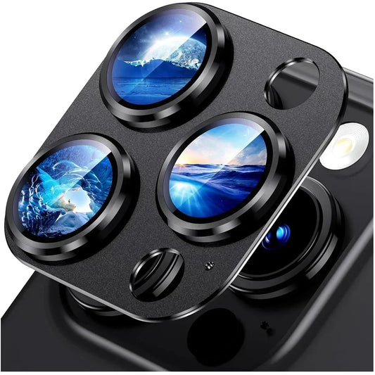 Titanium Black Metal Glass Camera Lens Screen Protector, Protection Cover For IPhone 15 Pro Max, 14 Plus, 13, 15 Pro, 14Pro