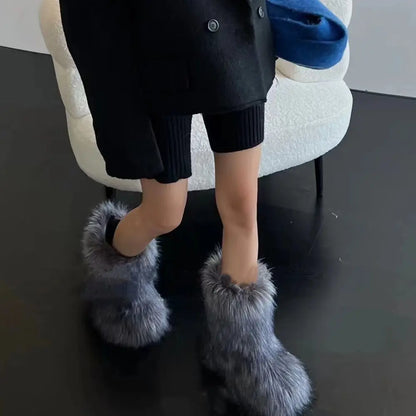 Bottes de Neige de Luxe en Fausse Fourrure EAEOVNI – Chaleur Extrême &amp; Style Hivernal Glamour