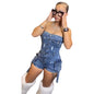 New Arrivals Summer Women Sexy Tube Top Blue Denim Romper Strapless Fashion Wholesale Stretchy Demin Jeans Outfit Woman Jumpsuit