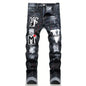 Jean Harem Brodé à Pois LVCCCI'S – Style Casual, Haute Élasticité &amp; Denim Épais