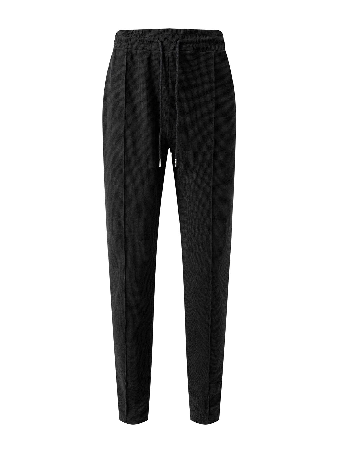 Men's Waffle Check Stand-Up Collar Semi-Casual Business Suit Button-Down Top with Comfortable Trousers have 1/2pieces