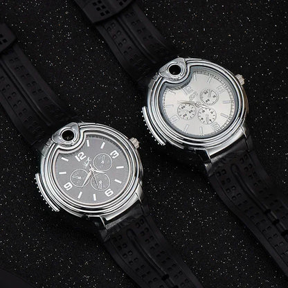 Outdoor Watch Inflatable Lighter Fashion Metal Gas Windproof Portable Open Flame Lighter Smoking Cool Personality Gift 2025 New