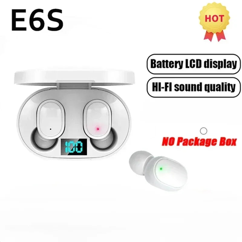 E6S Wireless Bluetooth Earphones TWS Bluetooth Headset Wireless Earbuds Noise Canceling Earphones with Microphone Headphones