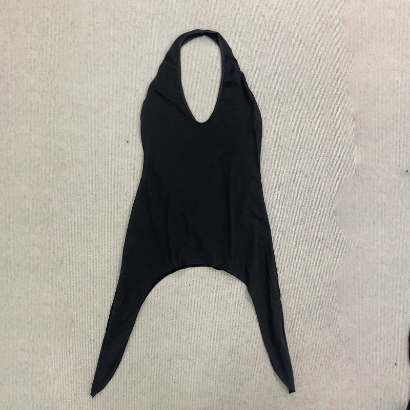 Hottie Irregular Wild Sexy Classic Halter Deep V Neck High Waist Open Back Sleeveless Mini Dress Rave Party Night Club Wear