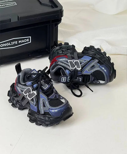 Thick-soled Children's Sports Shoes Autumn Leather Fashion Girl's Running Shoes Boys' Casual Shoes Lace-up Soft Sole Kids Shoes