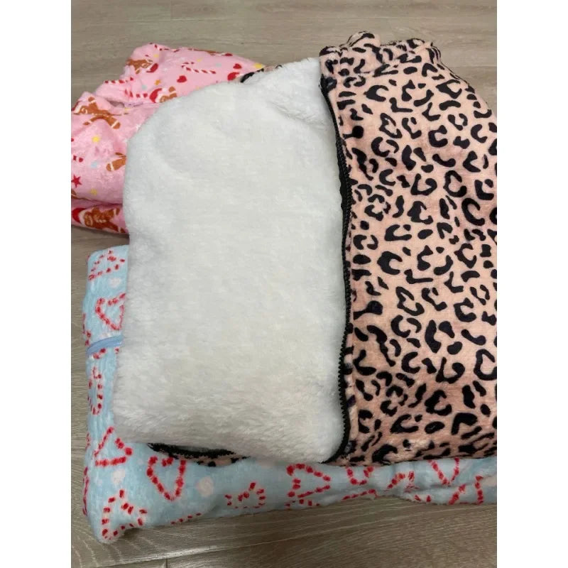 One-Piece Pajamas Jumpsuits Leopard Winter Trend Christmas Pajamas Flannel Thickened Christmas Hooded Ladies' Homewear Jumpsuits