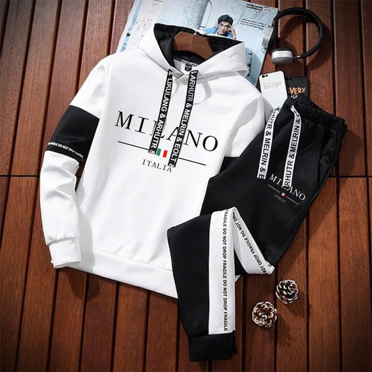 Hot Sales Mens Tracksuit Casual Print Sweatshirts Single Piece Hoodie Pants Sports Jogging Mens Clothing AutumnWinter Sportswear