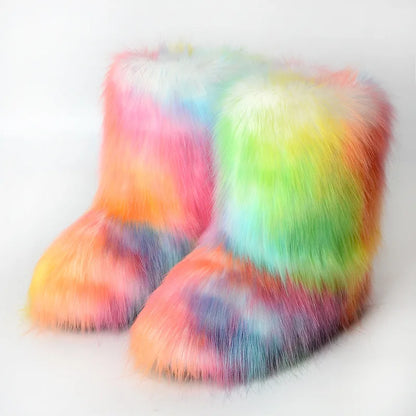 Bottes de Neige de Luxe en Fausse Fourrure EAEOVNI – Chaleur Extrême &amp; Style Hivernal Glamour