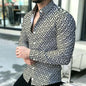 Men's shirt with contrasting stripes, long sleeved shirt, simple geometric lines, slim fit shirt, high-quality business top