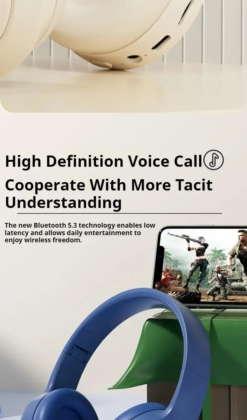 Over-Ear Hi-Fi Stereo M5 Headsets Wireless Bluetooth 5.3 Headphones Sports Gaming Earphones Support TF/AUX Noise Reduction