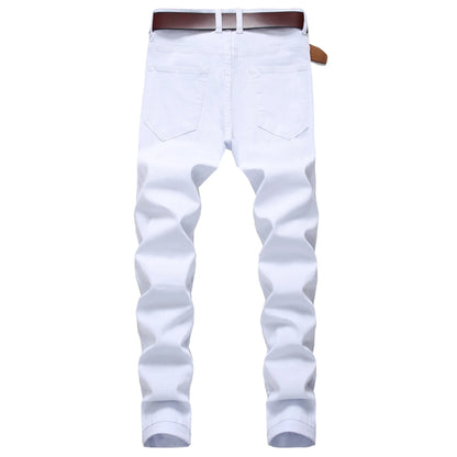 Jean Slim Hip-Hop ZHANLINWU 499 – Style Distressed, Détails Déchirés &amp; Confort Denim