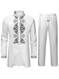 Middle East Islamic Mens Suit Suit Muslim Suit Personalized 3D Printed Pattern Arab Traditional Dress Loose Breathable Two Piece