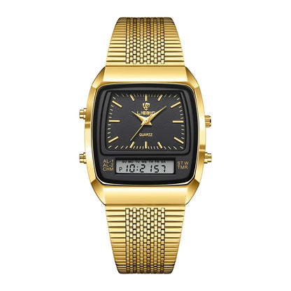 LIEBIG Luxury Dual Display Time Quartz Watches For Men Women Fashion Outdoor Sports Week Waterproof Digital Wristwatches Relojes