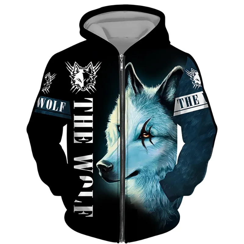 Animal Wolf 3D Print Hoodies Men Women Casual Fashion Streetwear Oversized Sweatshirts Zipper Hoodie Male Tracksuit Man Clothing
