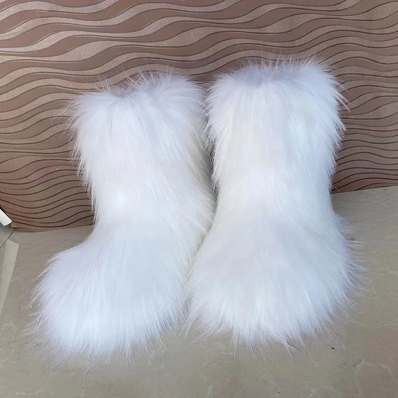 Bottes de Neige de Luxe en Fausse Fourrure EAEOVNI – Chaleur Extrême &amp; Style Hivernal Glamour