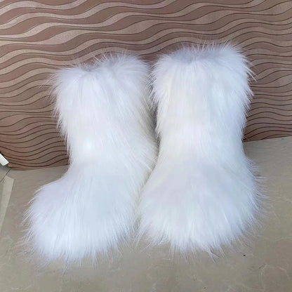 Bottes de Neige de Luxe en Fausse Fourrure EAEOVNI – Chaleur, Style &amp; Confort Gothique Chic