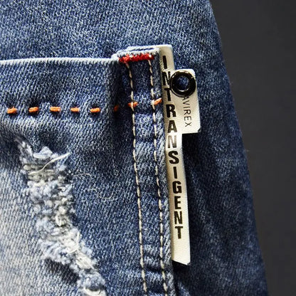 Jean Slim Déchiré Usé Tsingyi – Style Casual, Effet Moustache &amp; Confort Stretch