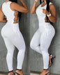 Women Jumpsuit 2023 Summer Fashion Letter Pattern Sleeveless Sexy Ladder Cutout Round Neck Skinny Daily Long Jumpsuit Streetwear