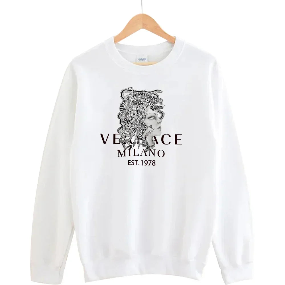 Men's autumn round neck sweatshirt set, luxurious printed simple casual sports set
