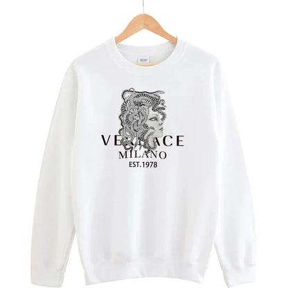 Men's autumn round neck sweatshirt set, luxurious printed simple casual sports set