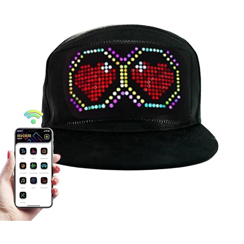 App Control LED Display Up Baseball Caps Hats Bluetooth Personalized Customized New Messages Era for Parties, Birthdays, Gifts