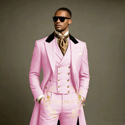 Costume de Mariage Formel – Coupe Droite, Veste Longue Toutes Saisons (Mélange Coton, Polyester &amp; Viscose)