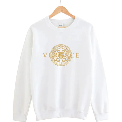 Men's autumn round neck sweatshirt set, luxurious printed simple casual sports set