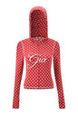 slim fit shoulder floral print bright line design slim fit hooded zipper short jacket pants for women