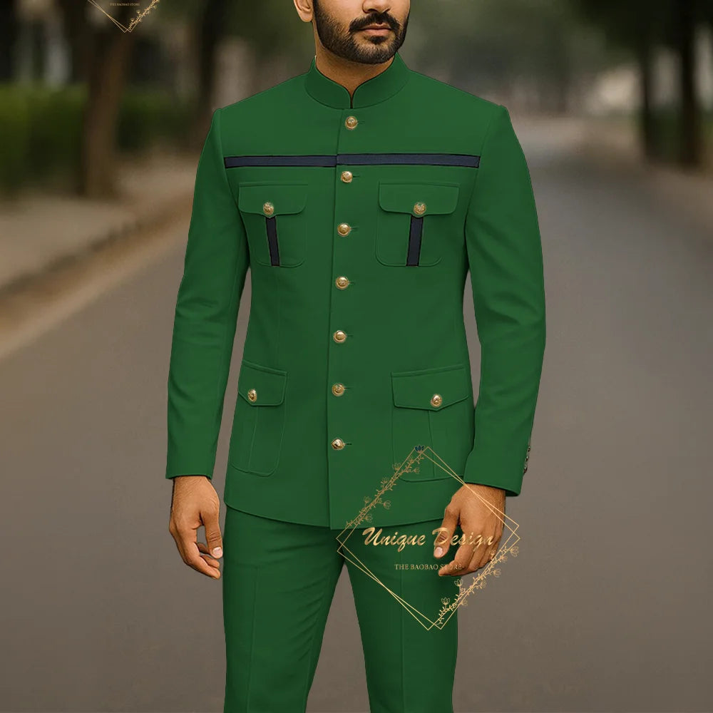 Ivory Formal Safari Suit Custom Made Indian Menswear for Wedding Groom Men's 2pcs Set Jacket Pants Slim Fit Party Dress