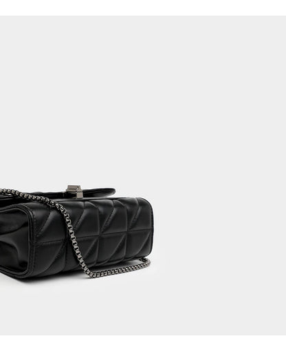 Black Luxury Handbags And Purse Women PU Leather Messenger Shoulder Bag Plaid Female Crossbody Bag Tassel Quilted Brand