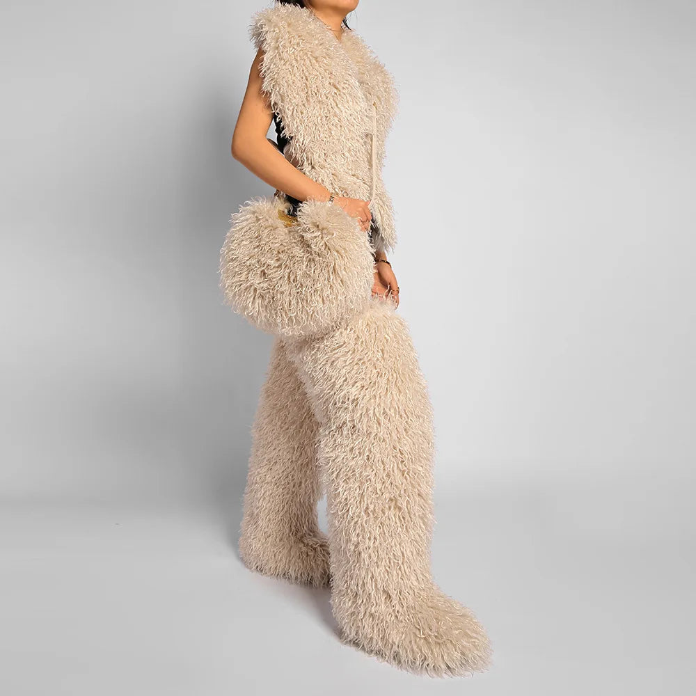 Cabas en Fausse Fourrure – Style Tendance Y2K
