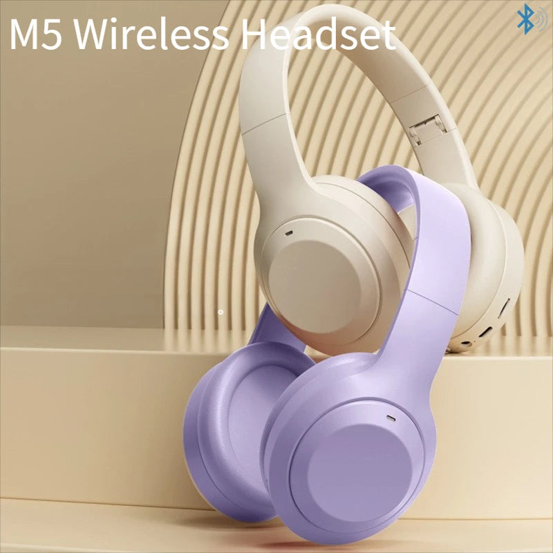 Over-Ear Hi-Fi Stereo M5 Headsets Wireless Bluetooth 5.3 Headphones Sports Gaming Earphones Support TF/AUX Noise Reduction