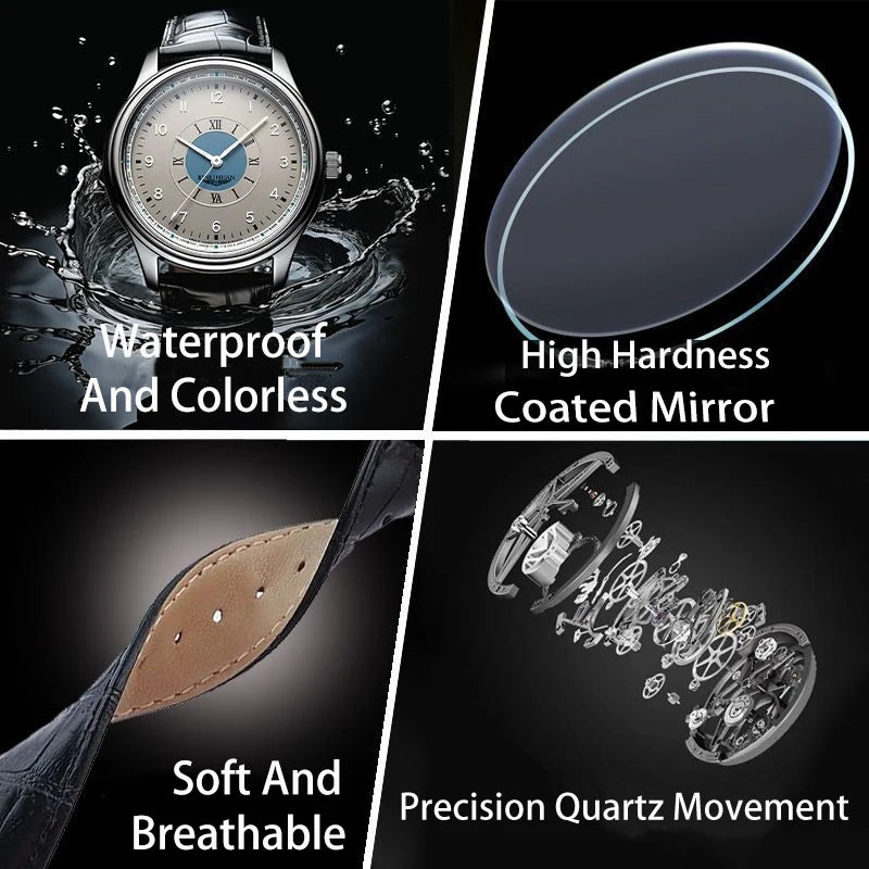 Top Brand Man Wristwatch Luxury Business Waterproof Men Watch For Men Quartz Clock Leather Men's Watches reloj Handsome 2025 New